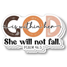 (3개) God is Within Her She Will Not Fall 스티커 기독교 성경 비닐 데칼 방수 영감 강도 인용구 노트북 물병 전화 책 거울 - 여성 및 소녀를 위, (3개) God is Within Her She Wil