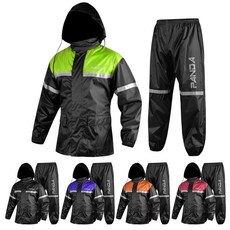 남성 및 여성용 오토바이 레인 수트 사계절용 방수 2피스 낚시 야외 반사 하이킹 바이커 통기성 수트 (하이비즈 그린 4XL), 남성 및 여성용 오토바이 레인 수트, 사계절용 방수 2