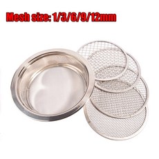 원예 토양 체 136912mm 메쉬 구멍 스테인레스 스틸 스크린 체로 마시는 모래 분재 화분 토양 필터링 제거, 1) 1-3-6-9-12mm