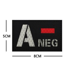 桃園出貨-MC CP迷彩血型 A- B- AB- O- NEG紅外反射胸章魔鬼氈戶外包貼士氣魔鬼氈臂章 士氣魔鬼氈, M00241-21A-   反光大號血型