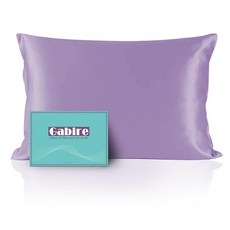 Gabire Mulberry 모발 및 피부용 실크 베개 커버 트러블 방지 양면 리얼 커버 숨겨진 지퍼 샴페인 스탠다드(50.8cm x 66cm(20인치 26인치)) 129, 라벤더