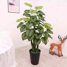 대형 인조조경 나무조화 실내외 나무 장식 매장 가짜, 1개, 140cm 상운 그린애플 (화분+풀)