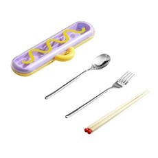 귀월미 도파민 컬러 휴대용 수저세트 3종미, 1개, 젓가락+숟가락+포크+케이스, 자주색 1개, 젓가락+숟가락+포크+케이스, 자주색