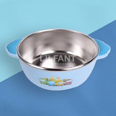 里和 韓國製 lilfant 小巴士TAYO 304不銹鋼 學習筷 湯匙 叉子 餐盤 水壺 兒童餐具, 1個, 防滑大碗370ml, 藍色, 防滑大碗