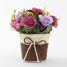 스토어-이유 보라색조화꽃플랜트 카네이션 조화 화분 퍼플 인테리어용