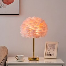 미니무드등 실내 깃털 머리맡 조명 스탠드 침실, 원바디핑크+솔리드워머, 싱글 로드 핑크 + 솔리드 웜 라이트