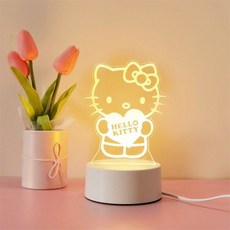 HelloKitty小夜燈 臥室床頭燈 少女心氛圍燈 宿舍禮物交換, 【Hello Kitty】凱蒂貓,三色款【手動變光】精美包裝