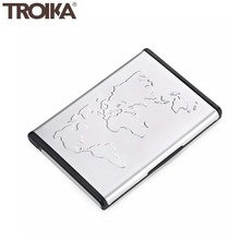 TROIKA 世界地圖站立式名片夾 CDC96, 1個, 銀色