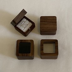 우드 프로포즈 결혼 반지 케이스 원목 반지함 웨딩밴드 돌반지 보관함, 1개, 2구 블랙