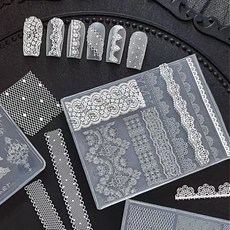 얇은 레이스 패턴 몰드 3D 네일 스티커 몰드, 1개
