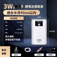 打氣機 增氧泵 斷電自啟 空氣幫浦 氣泡石 魚缸 釣魚 增氧, 1個, 雙孔增氧裸泵+雙氣石*2+軟管