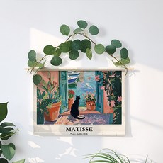 wonderful live 패브릭 배전함 두꺼비집 가리개 벽인테리어 분전함 인터폰 가리개, 마티스에서 영감을 받은 검은 고양이