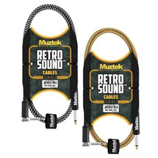 국산 뮤즈텍 기타 케이블 RS-180L (1.8m) ㄱ자형 앵글 1.8미터 노이즈리스 기타전용 Straight+Right Angle 색상 택, 골드색상RS-180LTW(1.8m)