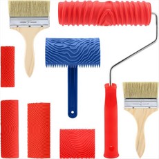 8 조각 나무 곡물 페인트 도구 세트 텍스처 롤러 곡물 로커 페인트 브러시 벽 바닥 DIY 방 장식