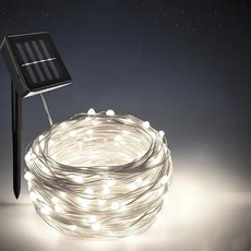 50/100/200/300LED 태양열 조명 야외 완벽방수 8가지 모드 요정 문자열 홈 크리스마스 파티 트리 장식, 02 Warm-1Pack, 01 5m 50LED, 1개