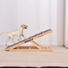 實木一體立式狗狗爬架沙發坡道爬梯，多層可調節寵物樓梯, 1個, 松木+地毯布