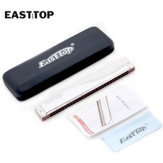 Easttop 東方之最 T28-1 28孔複音口琴 Ｃ調 專業演奏口琴 複音口琴, 1個, 銀色