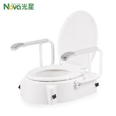 艾護康 光星NOVA LUXI 歐式馬桶增高座 C8310-A 三段式高度可調 可掀式扶手 馬桶增高器, 珍珠白