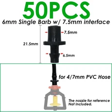 SPRYCLE 50-200X 정원 1/4 인치 C 형 후크 지지대 홀더 스테이크 스템 맞춤 4/7mm 급수 물방울 관개 온실, 23 SPL11-016-50PCS