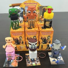 山海經公仔盲盒 創意語音解壓鑰匙扣 發聲發光按壓玩具, 1個, AI山海經發聲發亮【盲盒5個】