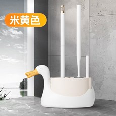 2026오리 모양 3in1 변기솔 세트 | 벽걸이형 배수 거치대 | 틈새 청소 솔 포함, 크림화이트