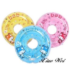 小薇的店 可愛長頸鹿卡通圖案嬰兒加厚泳圈頸圈，充氣雙氣囊脖圈小孩救生圈，特價200元, 1個, 水藍, 水藍