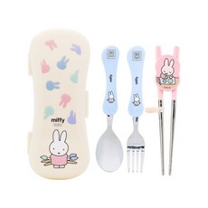 릴팡 미피 익스슬림 웨이브 스푼 포크 젓가락 케이스 4P세트, 혼합, 1세트