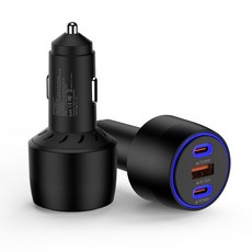 ANNIBER 102W C타입 3포트 PD36W+QC30W+PD36W 차량용 시거잭 자동차 초고속 충전기, 블랙, BS251001