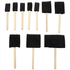 단단한 나무 손잡이가 있는 폼 브러시 페인팅 스펀지 도구 10개 팩, 1개