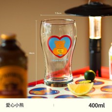 愛心小熊 400ml 玻璃杯, 1個