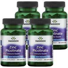 Swanson 斯旺森 吡啶甲酸鋅膠囊 22mg, 60顆, 4罐