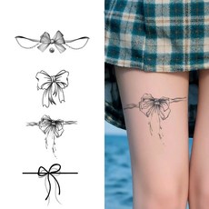 별라 반영구 리얼 타투 스티커 시크 리본 4종 1세트, 4개, 블랙 4개, 블랙