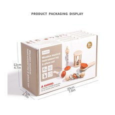 木質搖鈴牀鈴寶寶早教套裝益智安撫玩具蒙氏奧爾夫樂器嬰兒玩具, 音樂組合5件套p0.26:如圖, 1個