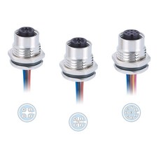 M12 패널 마운트 방수 커넥터 4핀 5핀 8핀 A코드 Female 소켓 판넬 전면 체결, M12 4핀