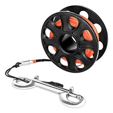 플라스틱 스풀 핑거 릴과 이중 끝 후크 스쿠버 다이빙 릴 내구성, Black