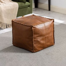 쿠션 스툴 쇼파 발받침 카페 가죽 체어 소파 스윙, A. 다크브라운 45x45x40cm