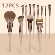 12 PCS 메이크업 브러쉬 세트 아이 섀도우 파운데이션 여성 화장품 뷰티 소프트 도구 가방, 12개