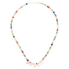 록산느퍼스트 9K 로즈 골드 제이드 레터 참 네크리스