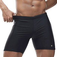 UXH時尚簡約中長貼身拚色四角泳褲，繫繩速乾附罩杯男生泳褲