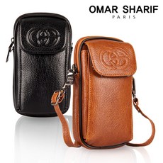 OMAR SHARIF 男款迷你手機斜背包 OS273M, 淺褐色