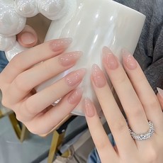 수제 네일 팁 봄 여름 고양이 눈 시리즈 롱숏 네일 아트 일상 통근데이트휴가 필수 아이템, 1개, 누드 컬러,S사이즈,10P