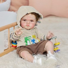 22寸撅嘴仿真嬰兒娃娃寵物人偶公仔兒童過家家禮物品重生娃娃, 55cm22寸布身高彩植髮套裝1, 1個