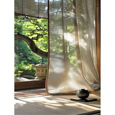 보일 쉬어 커튼 원단 창 패널 스타일 준비된 하이 퀄리티, 1pc W100xL200 cm, beige