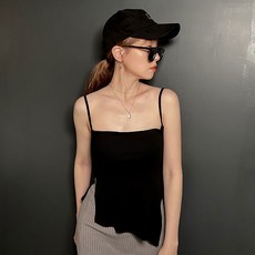 LULUS A01220054 細肩平口罩杯胸墊不規則背心 色220224, 黑, 1個