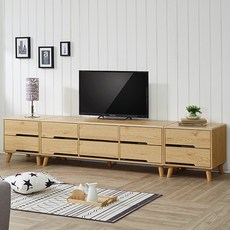 우아미가구 미생 서랍형 TV 거실장 풀세트 2단 2500, 오크화이트