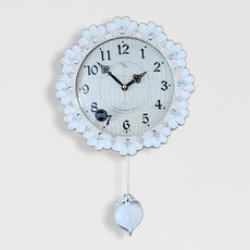 꾸미아트 로얄 여름꽃 무소음 추 벽시계, 은색