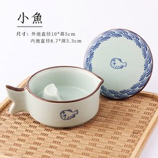 먹그릇 연적 화방 서예 물감 백자 접시 캘리 먹물 서예도구 동양화 특수 오리 재료 홀더, 붕어빵[세라믹 재질]