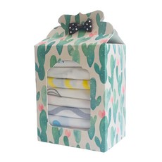 HARAROI 兒童流行棉紗手帕禮品組 仙人掌 10入