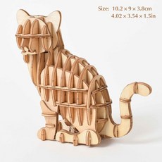 1pc 3D DIY 나무 퍼즐 모델 수제 기계 빌딩 게임 조립 선박 장식 크리스마스 선물, cat, 1개