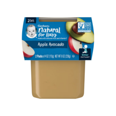 Gerber 내추럴 포 베이비 2nd Foods 사과 아보카도 2팩, 사과 + 아보카도, 226g